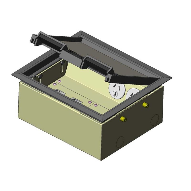 2 Power Plastic Lid Floor Outlet Box