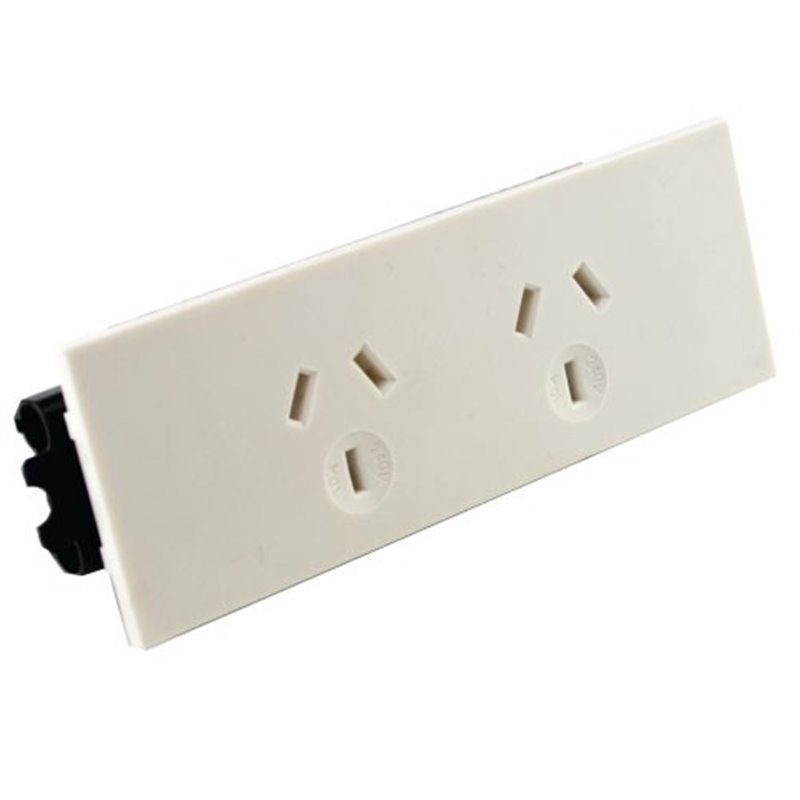 Double GPO Quick Fit Auto Switched Outlet  (White)