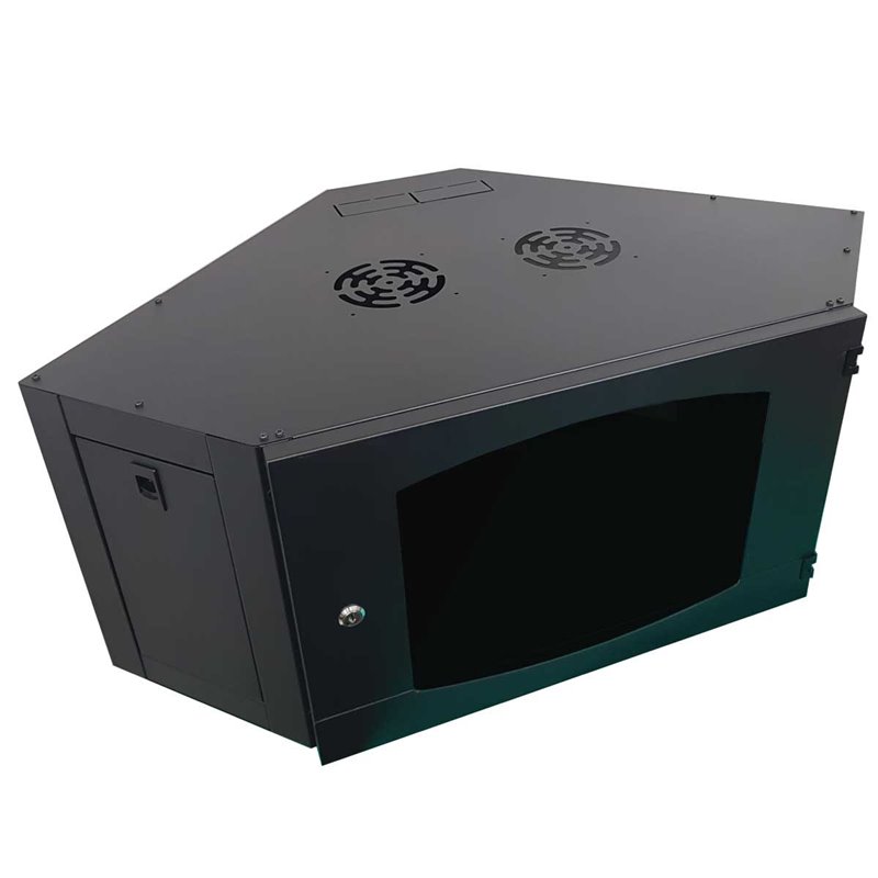 9RU Corner Wall Mounted Data Cabinet 900mm x 550mm