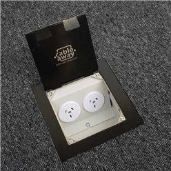 Shallow Floor Outlet Box 2 Power Stainless Steel Black  Flush (Square Edge) 145 Series