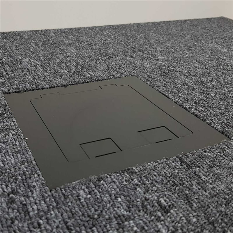 Shallow Floor Outlet Box 2 Power Stainless Steel Black  Flush (Square Edge) 145 Series