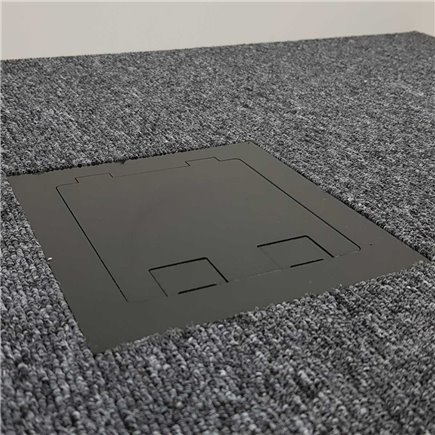 Floor Outlet Box 1 Standard GPO (2 X USB Charge) Stainless Steel Black Flush (Square Edge) 145 Series