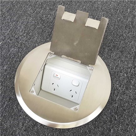 Floor Outlet Box 1 Standard DGPO Stainless Steel Round Flush 145 Series