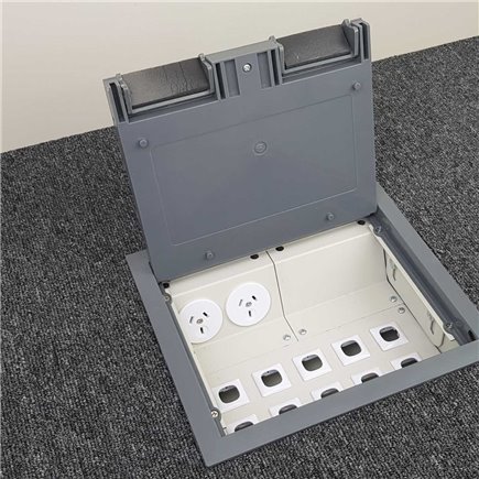 2 Power 10 Data Plastic Lid  Floor Outlet Box