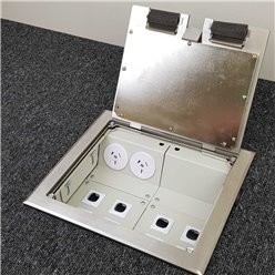 2 Power Stainless Steel Recessed Lid  Floor Outlet Box