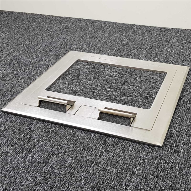 2 Power 8 Data Stainless Steel Recessed Lid  Floor Outlet Box