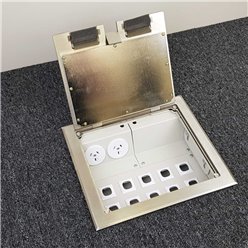 2 Power Stainless Steel Recessed Lid  Floor Outlet Box