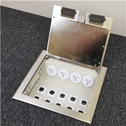 4 Power Stainless Steel Recessed Lid  Floor Outlet Box