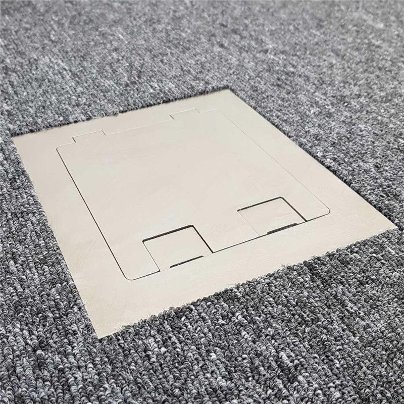 Shallow Floor Outlet Box 2 Power Stainless Steel Flush Square Edge 145 Series
