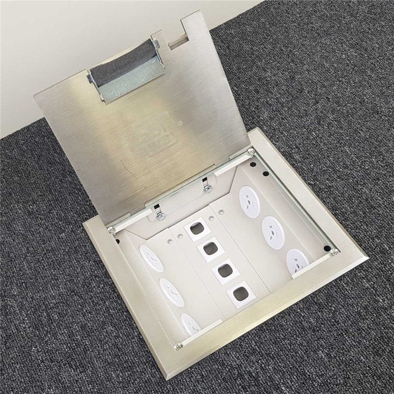 6 Power 5 Data Stainless Steel Flush Lid  Floor Outlet Box