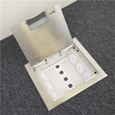 6 Power 5 Data Stainless Steel Flush Lid  Floor Outlet Box