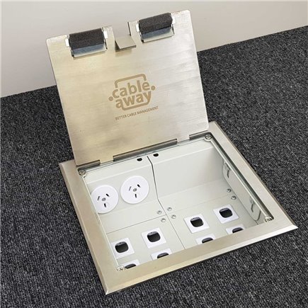 2 Power Stainless Steel Flush Floor Outlet Box
