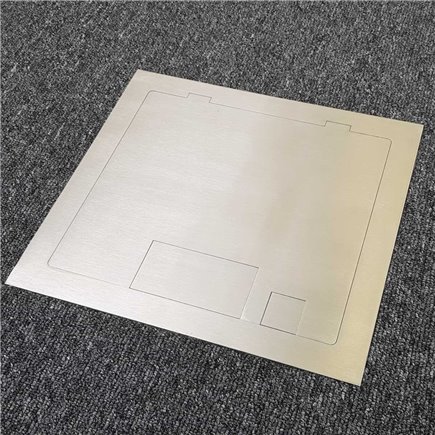 6 Power 5 Data Stainless Steel Flush Lid  Floor Outlet Box (Square Edge)