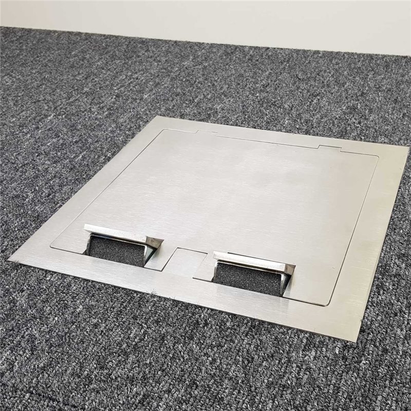 4 Power 8 Data Stainless Steel Square Edge Flush Floor Outlet Box