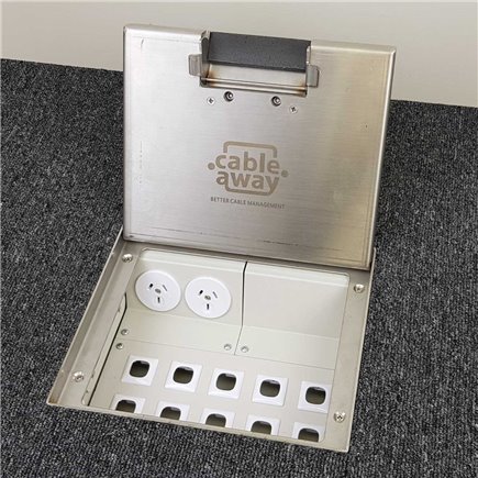 2 Power 10 Data Stainless Steel 19mm Recessed Lid  Floor Outlet Box