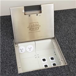 2 Power Stainless Steel 19mm Recessed Lid  Floor Outlet Box