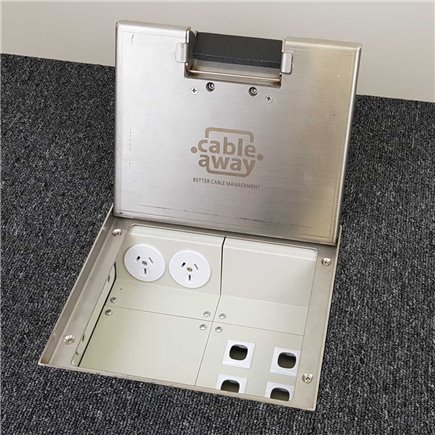 2 Power 4 Data Stainless Steel 14mm Recessed Lid  Floor Outlet Box