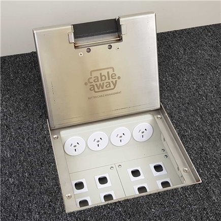 4 Power Stainless Steel 19mm Recessed Lid  Floor Outlet Box