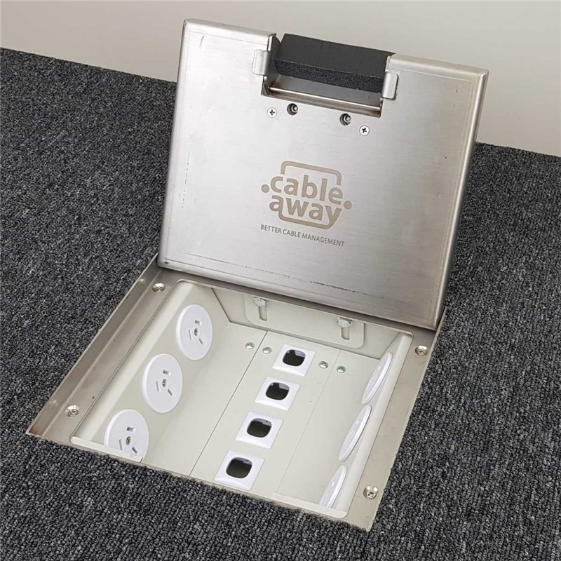 4 Power Stainless Steel 19mm Recessed Lid  Floor Outlet Box
