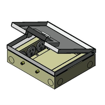 2 Power 6 Data Shallow Stainless Steel 14mm Recessed lid Floor Outlet Box