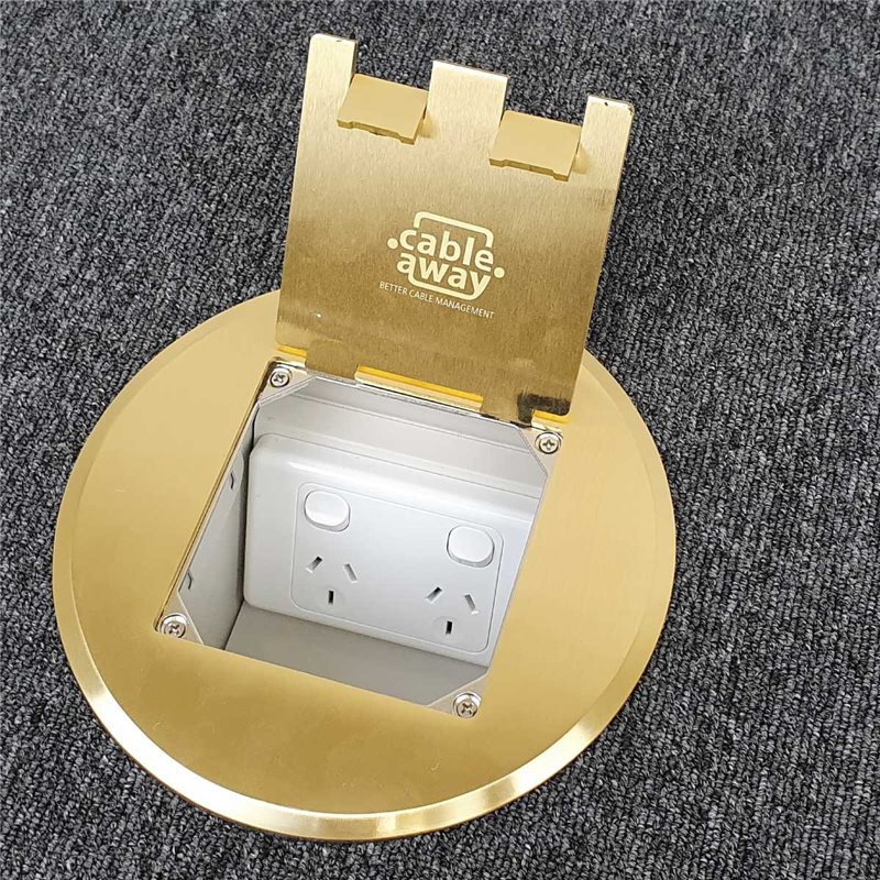 Floor Outlet Box 1 Standard DGPO Brass Round Flush 145 Series