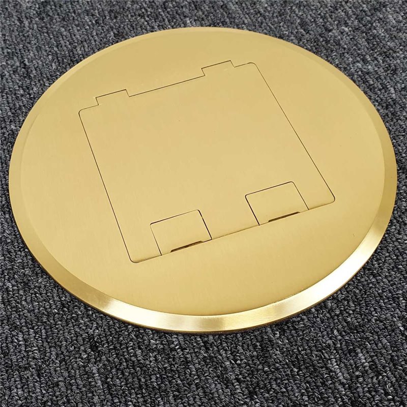 Floor Outlet Box 1 Standard DGPO (2 x USB Charge) Brass Round Flush 145 Series