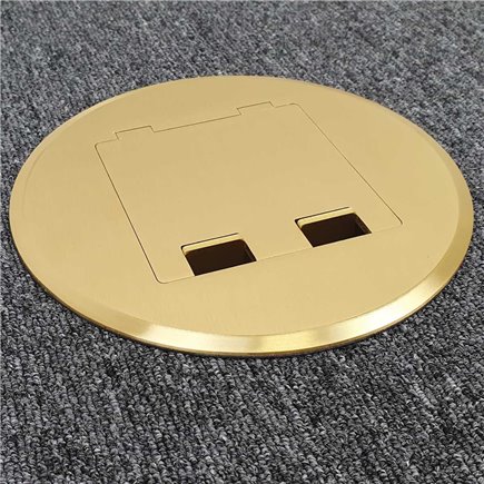 Floor Outlet Box 1 Standard DGPO (2 x USB Charge) Brass Round Flush 145 Series
