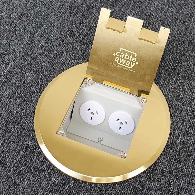 Shallow Floor Outlet Box 2 Power Brass Round Flush 145 Series