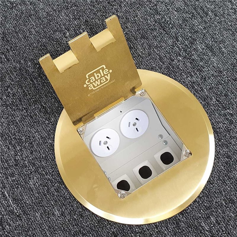 Floor Outlet Box 2 Power Brass Round Flush 145 Series