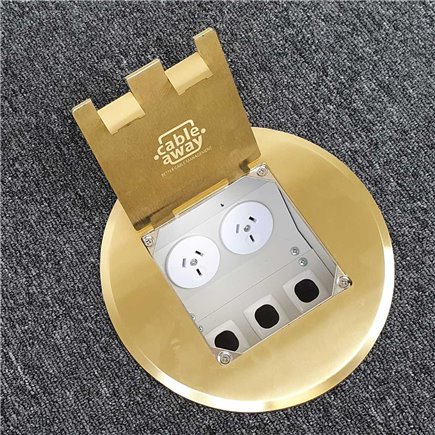 Floor Outlet Box 2 Power Brass Round Flush 145 Series