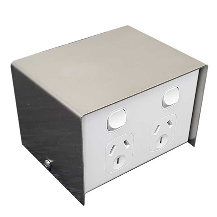 FP Series Floor Pedestal Outlet Box Stainless Steel 2 x DGPO + 2 x Data Provisions