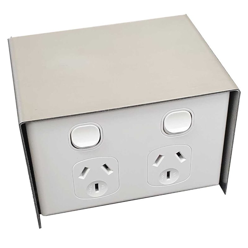 FP Series Floor Pedestal Outlet Box Stainless Steel 2 x DGPO + 2 x Data Provisions