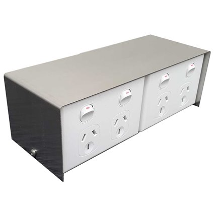 FP Series Floor Pedestal Outlet Box Stainless Steel 2 x DGPO & 4 x Data Provisions (BACK TO BACK)