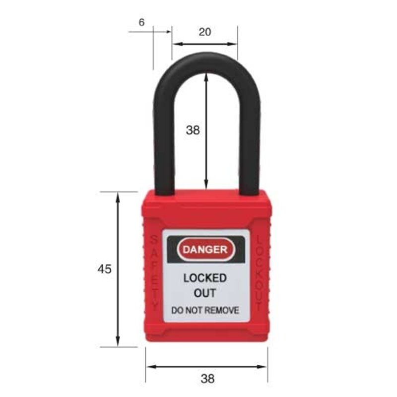 LOCKOUT NYLON PADLOCK (45x38x20) RED