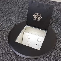 FB145 SERIES Floor Outlet Box 1 STD GPO  Stainless Steel Black Round Flush lID