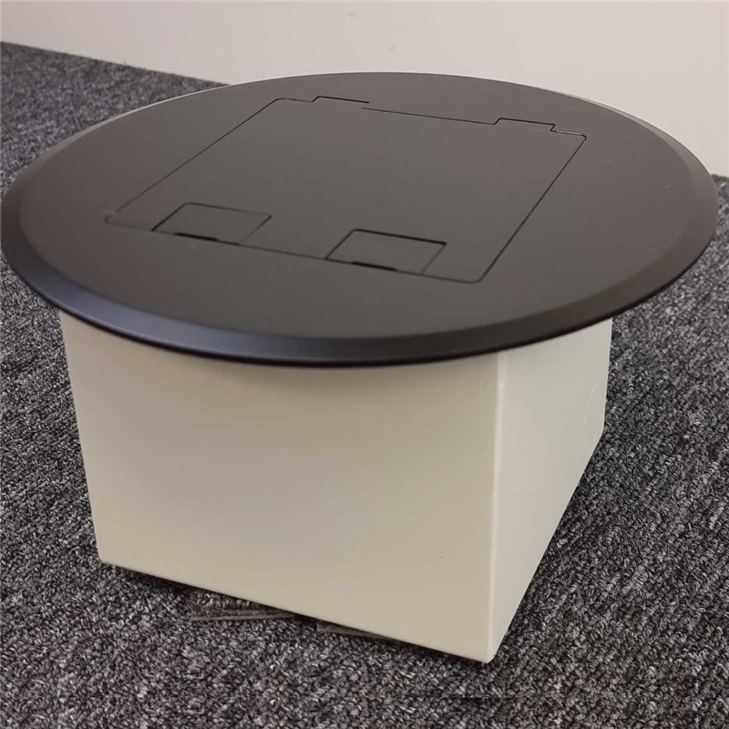 Floor Outlet Box 2 Power 3 Data Stainless Steel Black Round Flush 145 Series
