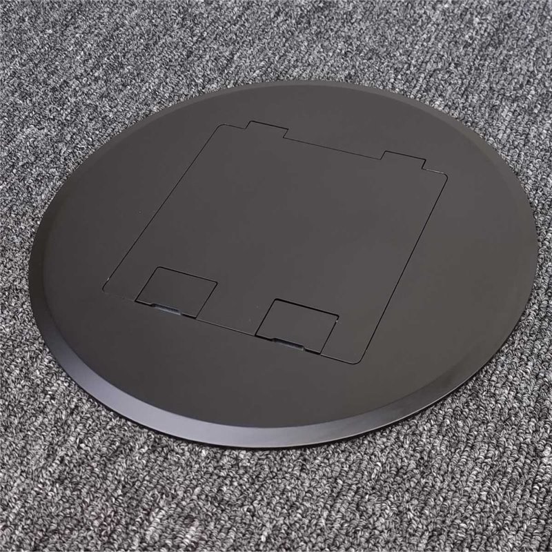 Shallow Floor Outlet Box 2 Power Stainless Steel Black Round Flush 145 Series