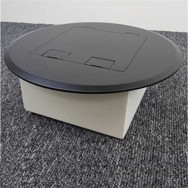 Shallow Floor Outlet Box 2 Power Stainless Steel Black Round Flush 145 Series