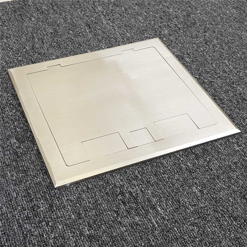 2 Power Stainless Steel Flush Floor Outlet Box