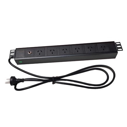 Horizontal Power Rail 6 x 10amp GPO 3m Lead 10amp 3pin plug