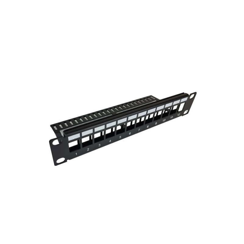 1RU 12 Port Unloaded Patch Panel 10" (Key Stone Jacks)