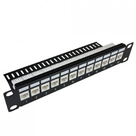 1RU 12 Port Patch Panel 10" (Key Stone Jacks)