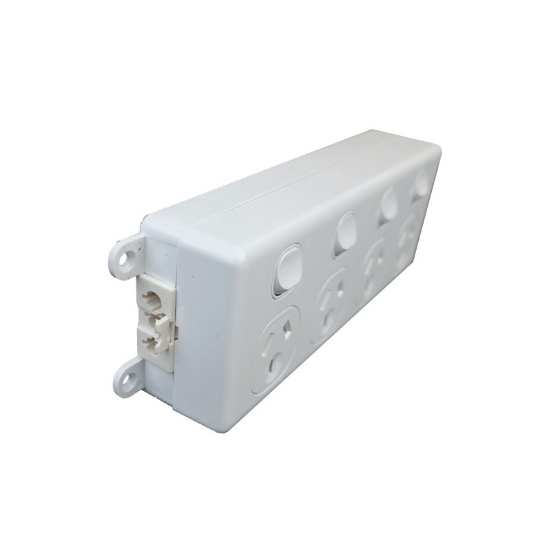 SOFT WIRED QUAD SWITCHED OUTLET (WHITE)