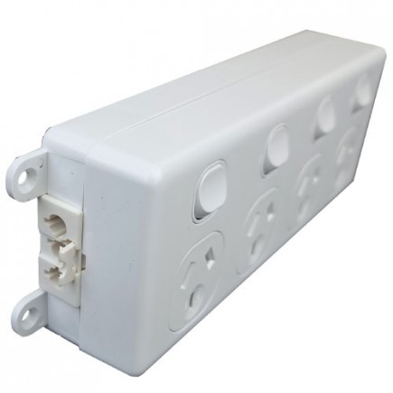 SOFT WIRED QUAD SWITCHED OUTLET (WHITE)