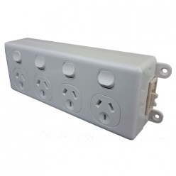 SOFT WIRED QUAD SWITCHED OUTLET (WHITE)