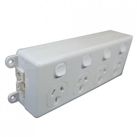 SOFT WIRED QUAD SWITCHED OUTLET (WHITE)