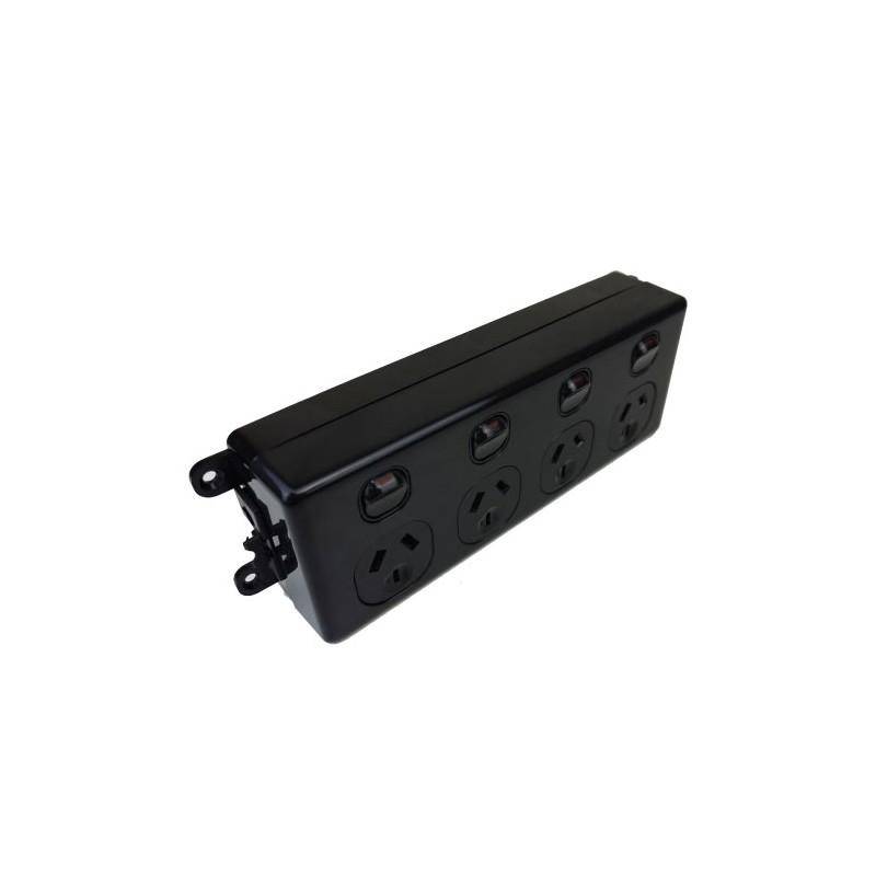 SOFT WIRED QUAD SWITCHED OUTLET (BLACK)