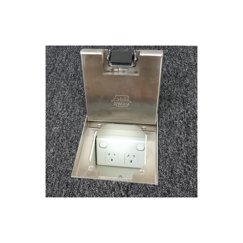 Floor Outlet Box 19mm Recess Lid1 Standard GPO Stainless Steel Flush 145 Series