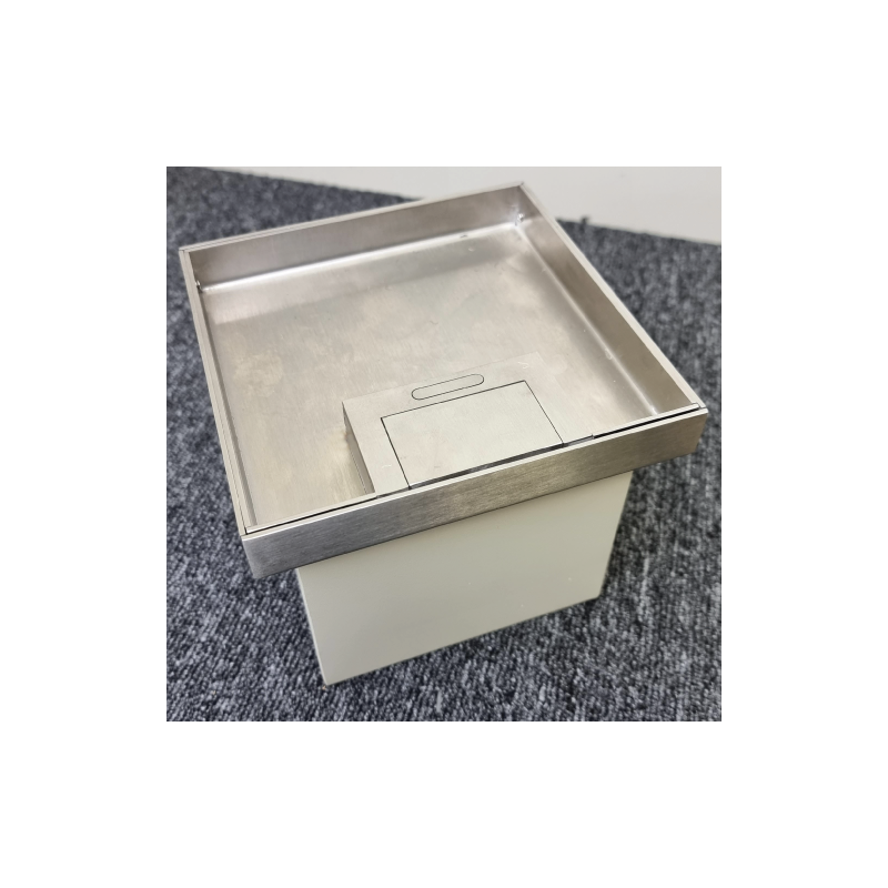 Shallow Floor Outlet Box 2 Power 19mm Stainless Steel Recessed Lid 145 Series