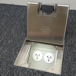 Shallow Floor Outlet Box 2 Power 19mm Stainless Steel Recessed Lid 145 Series